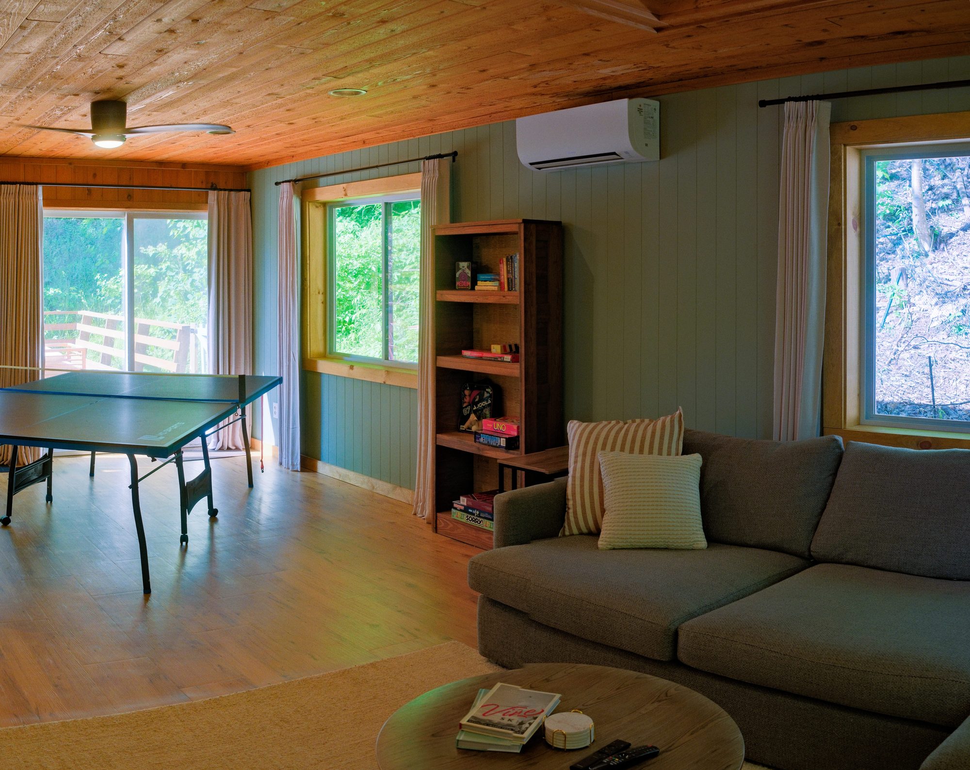 Family game room with ping pong table