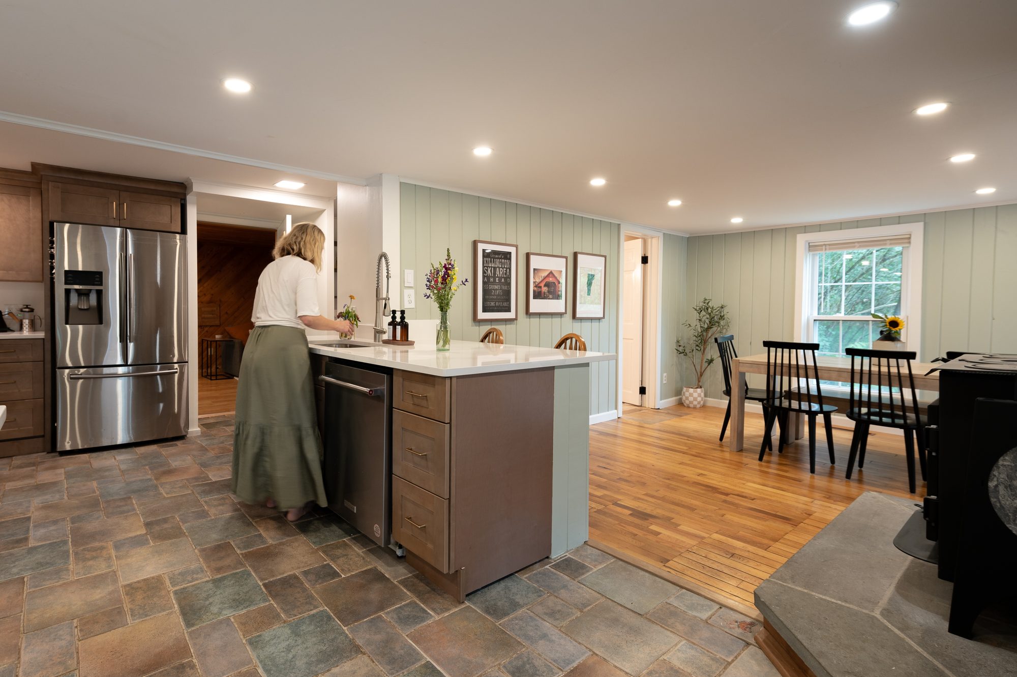 Chef preparing at the kitchen island